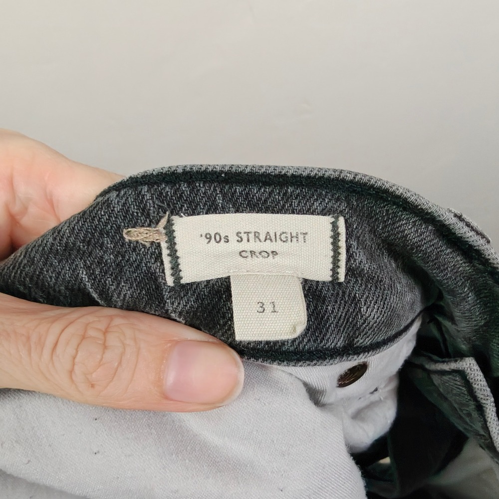 Madewell Womens 90s Straight Crop Jeans 31 Black Raw Hem High Rise DM6799 Grunge - Picture 7 of 9